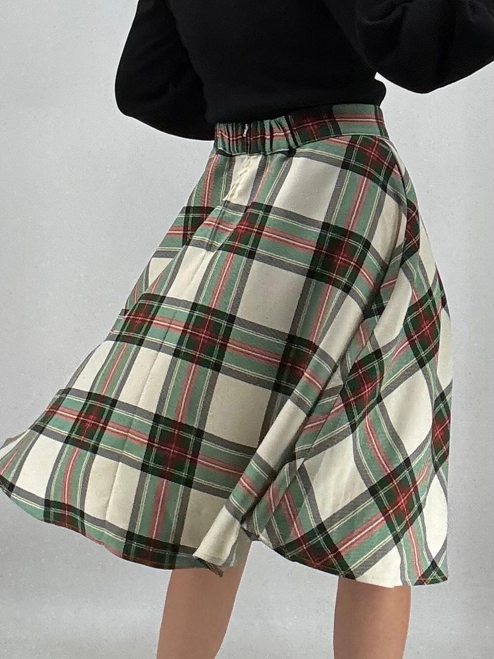ModCloth Academia Twee Preppy Heritage Americana Plaid Holiday Midi Skirt - Picture 5 of 11